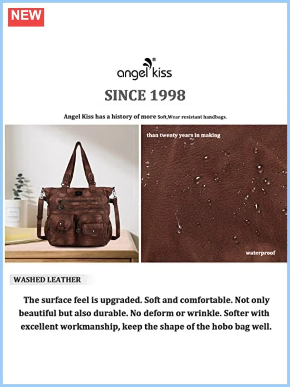 Washed PU Leather Hobo Bag Satchel Shoulder Crossbody Tote